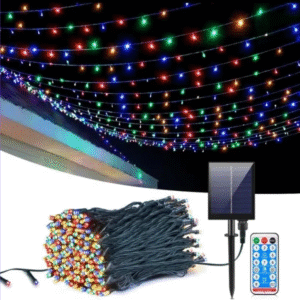 Rollo LED solar de 50m Multicolor cable negro (cod: 1156)