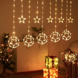 Cascada Luz Cálida Estrellas-Circulares con Acople (cod: 1394)