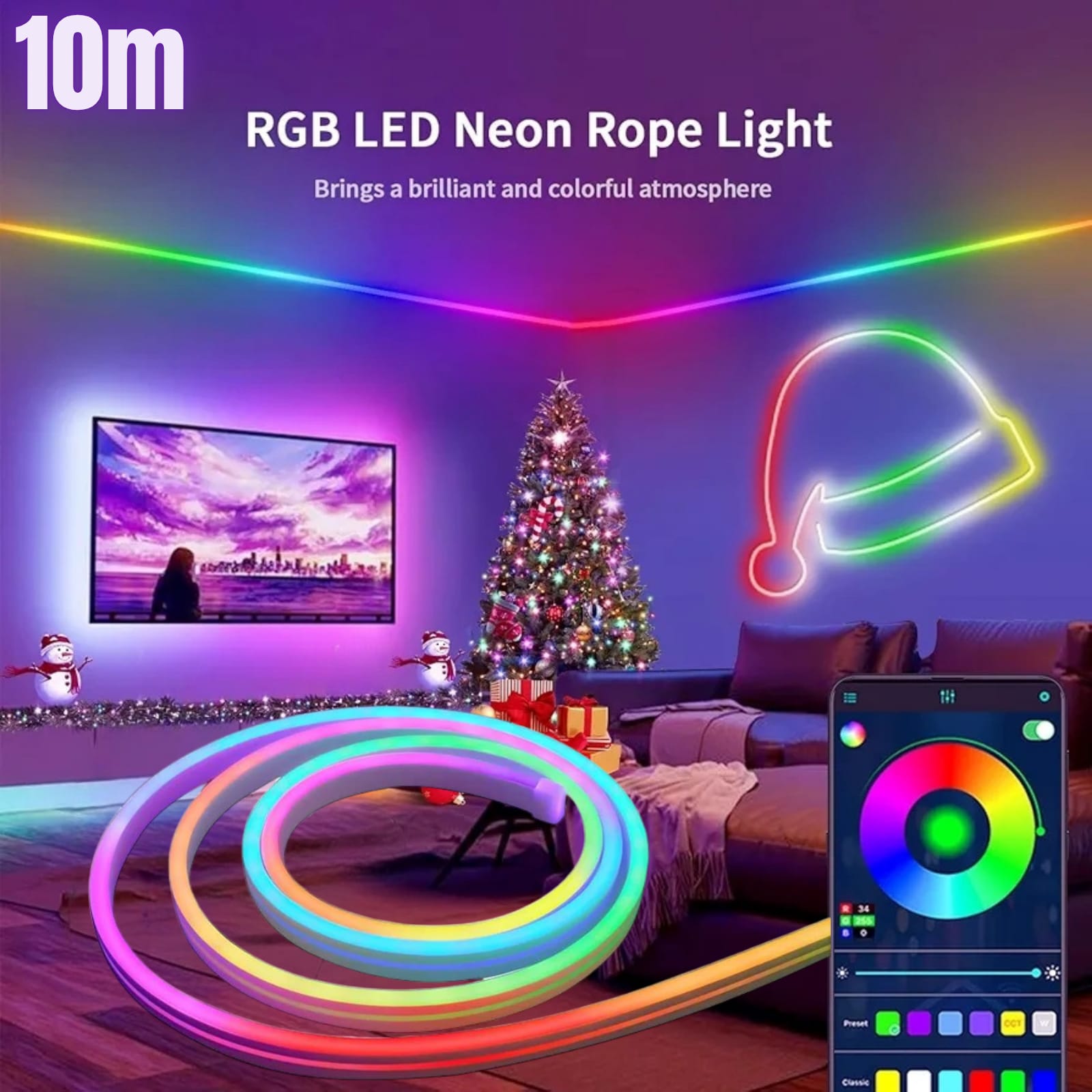 Cinta LED Smart Neon RGB de 10m (cod: 1043)