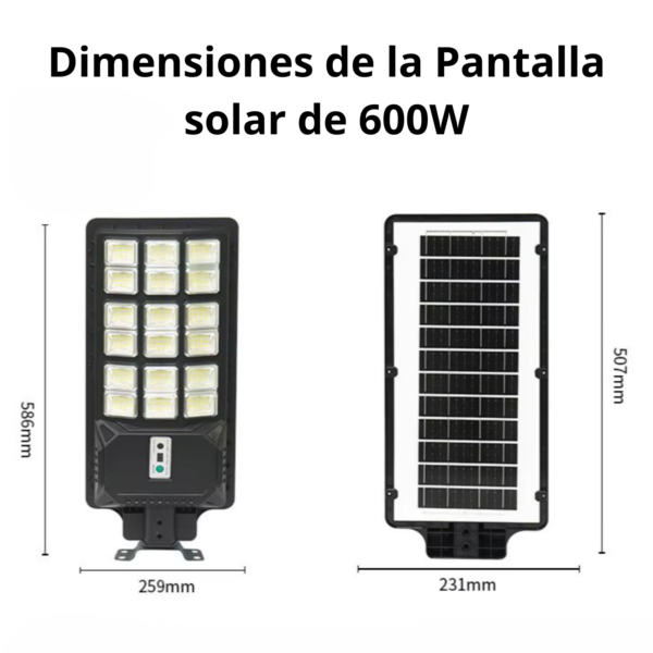 dimensiones de la pantalla solar de 500w