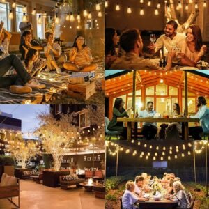 0003813 festoon lights outdoor mains powered s14 48ft led outdoor string lights warm white 2700k waterproof